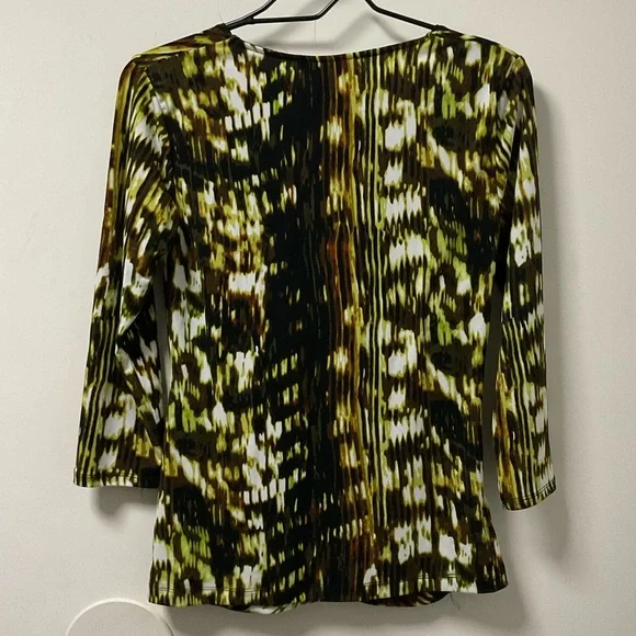 Cool Grace Elements Brown Yellow & Black Pleated Accent Polyester Spandex Top! - Picture 7 of 11